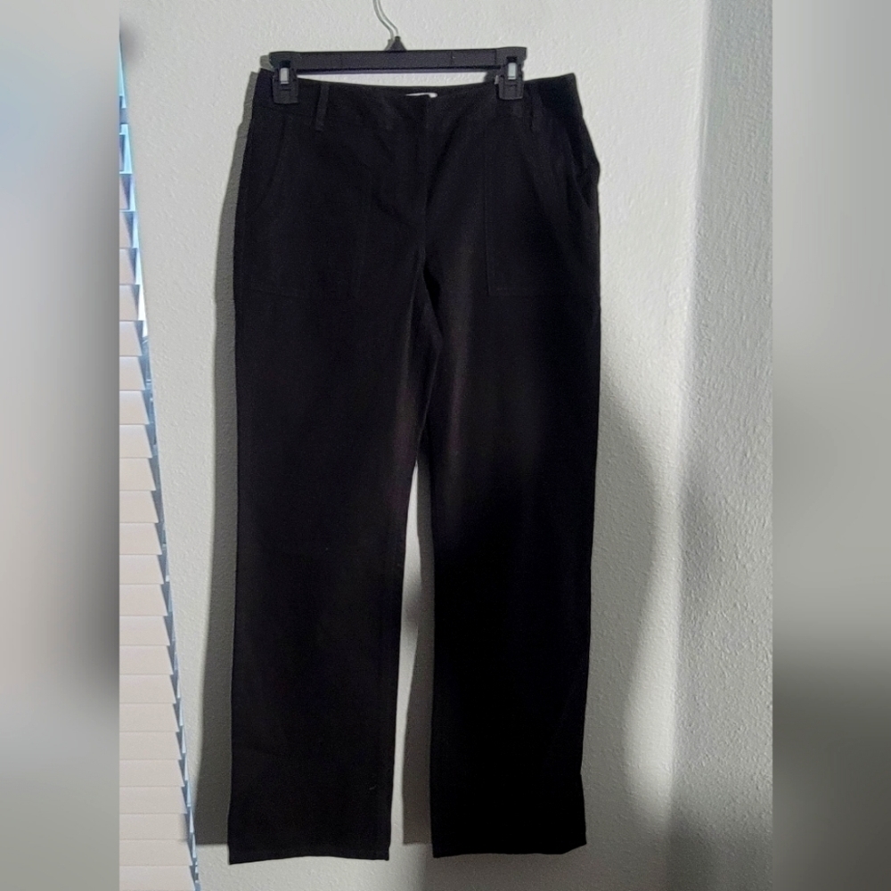 LOFT Black Suede Marisa Cotton Mod Rise bootleg pants.. size 6